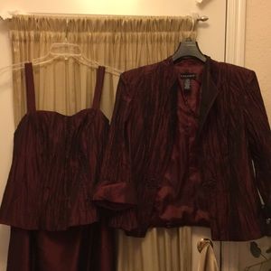 Cachet Two piece wine evening gown.